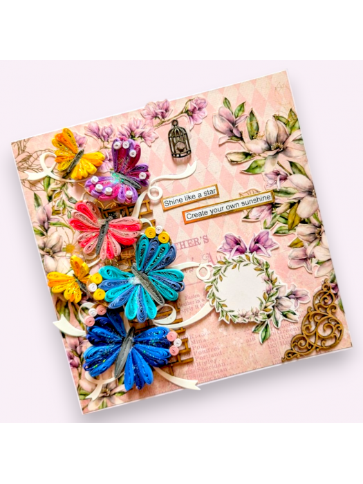 Sparkling Quilled Butterflies Greeting Card 