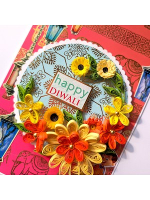Handmade Happy Diwali Floral card Handmade Happy Diwali Floral card