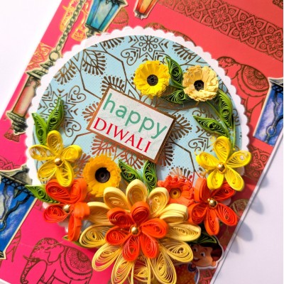 Handmade Happy Diwali Floral card
