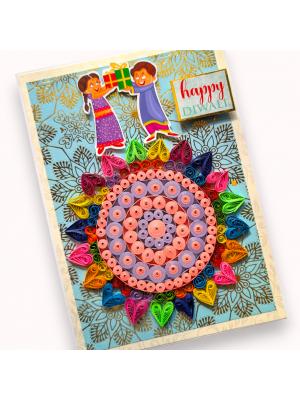 Handmade Quilled Rangoli Diwali Greeting Card