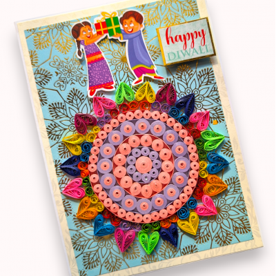 Handmade Quilled Rangoli Diwali Greeting Card