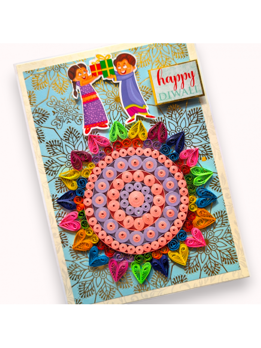 Handmade Quilled Rangoli Diwali Greeting Card