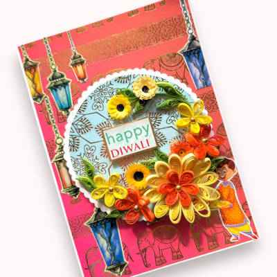 Handmade Happy Diwali Floral card
