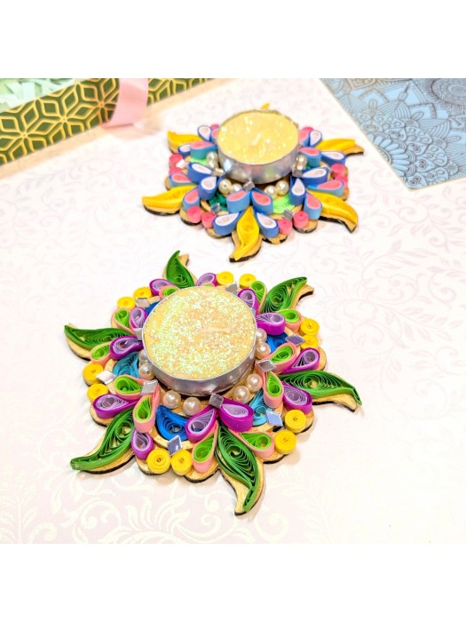Quilled Tealight Candle Holders - Set of 2