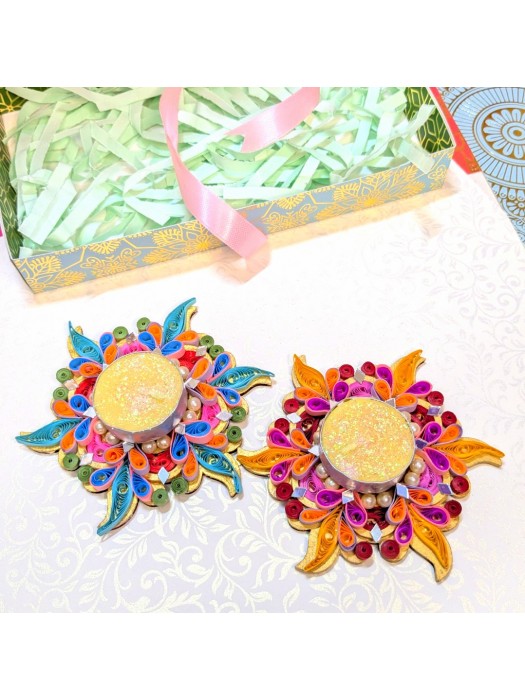 Quilled Tealight Candle Holders - Set of 2