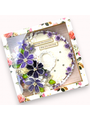 Quilled Purple Flowers In Box Greeting Card
