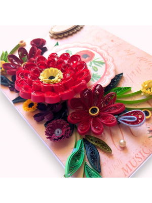 Sparkling Reds Quilled Flowers Card