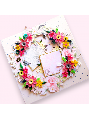 Quilled Floral Garland Big card with Lights