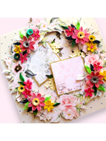 Quilled Floral Garland Big card with Lights