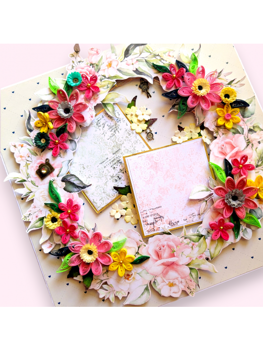 Quilled Floral Garland Big card with Lights