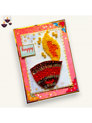 Handmade Quilled Diya Diwali Greeting Card