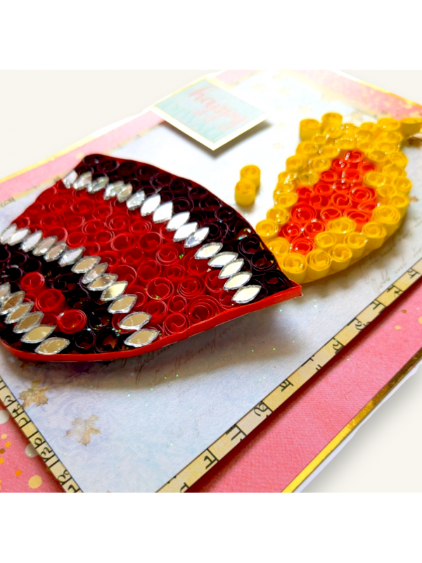Handmade Quilled Diya Diwali Greeting Card