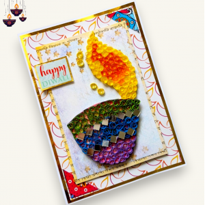Handmade Quilled Diya Diwali Greeting Card