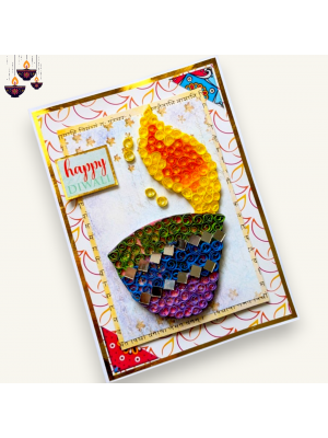 Handmade Quilled Diya Diwali Greeting Card