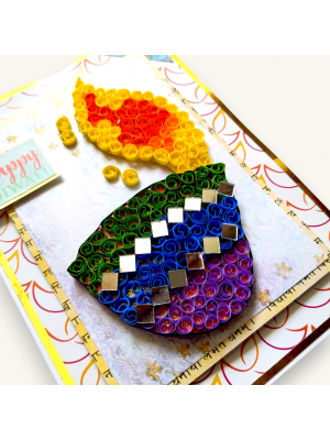 Handmade Quilled Diya Diwali Greeting Card