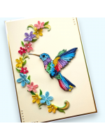 Quilled Bird with flowers A4 greeting card