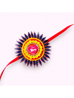 Quilled Rakhi - Yellow orange - Big size