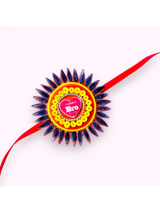 Quilled Rakhi - Yellow orange - Big size