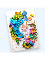 A4 Sparkling Quilled Flowers Birthday Greeting card