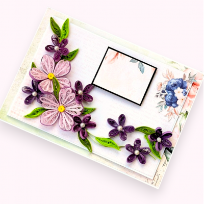 Purple Quilled Corner Greeting card 