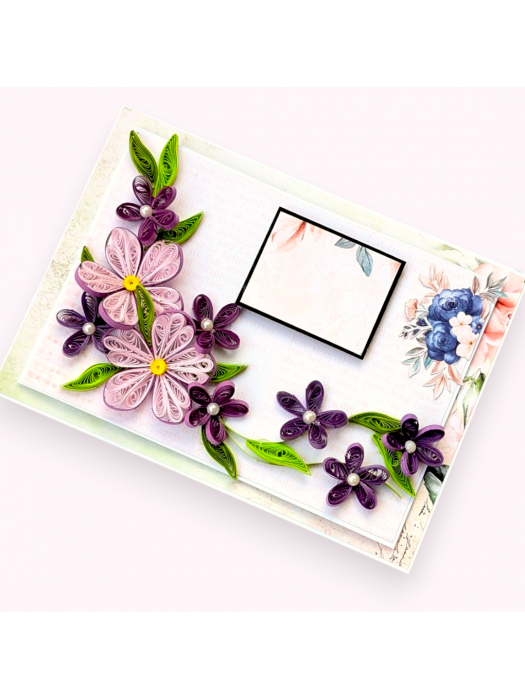 Purple Quilled Corner Greeting card 
