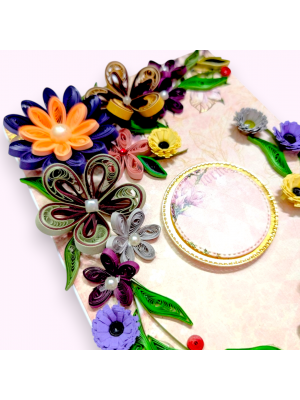 Violet Quilled Flowers Corner Greeting Card