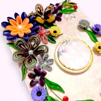 Violet Quilled Flowers Corner Greeting Card