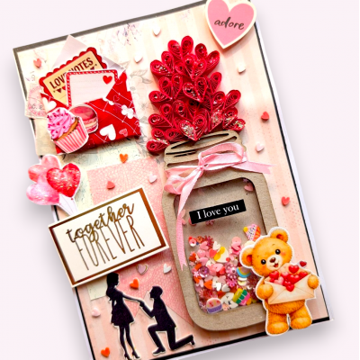 Quilled Hearts Shaker Greeting card