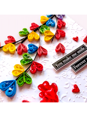 Quilled colorful hearts falling Greeting card