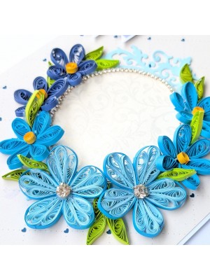 Blue Themed Quilled Flowers Greeting Card