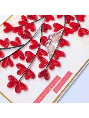 Quilled hearts and Love Birds Greeting card