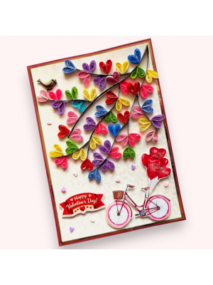 Colorful Quilled Hearts Tree of Love Card