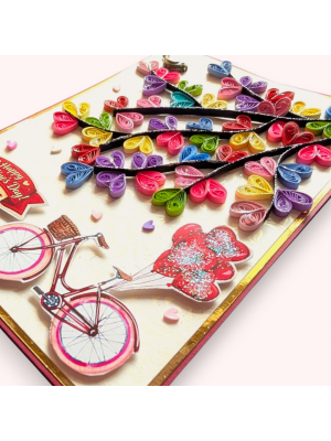 Colorful Quilled Hearts Tree of Love Card