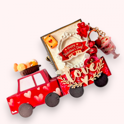 Cute Valentine Truck with Mini scrapbook
