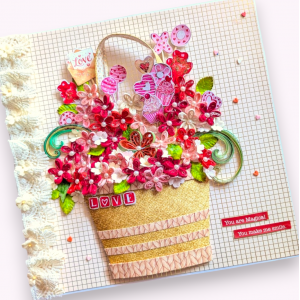 Quilled Valentine Floral Bouquet Greeting Card