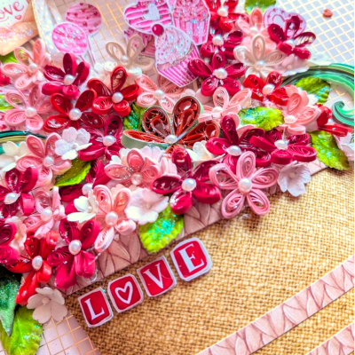 Quilled Valentine Floral Bouquet Greeting Card