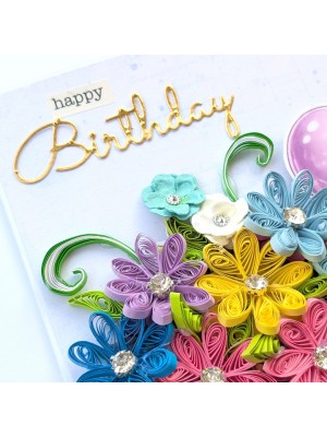 Multi Quill Flowers In Gift box Greeting Card
