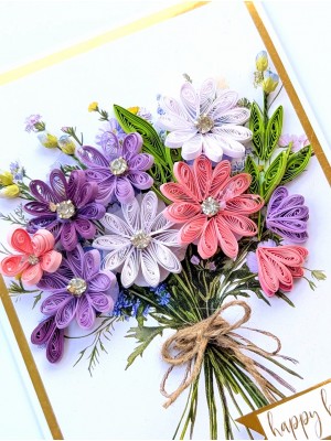 Purple Quilled Bouquet Greeting card 