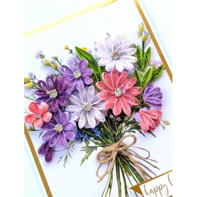 Purple Quilled Bouquet Greeting card 