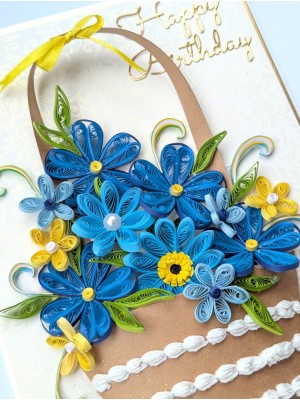A4 size Blue Quilled Greeting Card