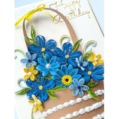 A4 size Blue Quilled Greeting Card