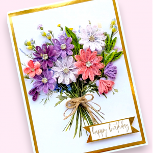 Purple Quilled Bouquet Greeting card 