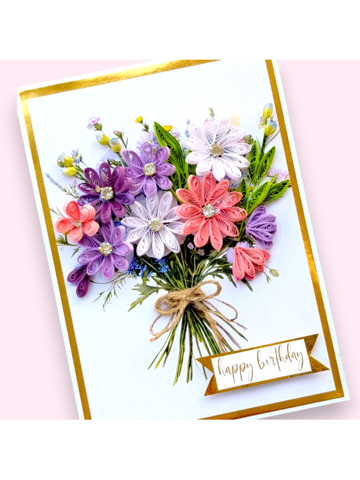 Purple Quilled Bouquet Greeting card 