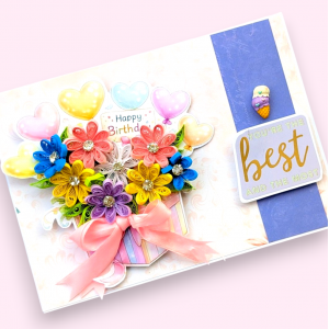 Quilled Flowers In Gift box Greeting Card