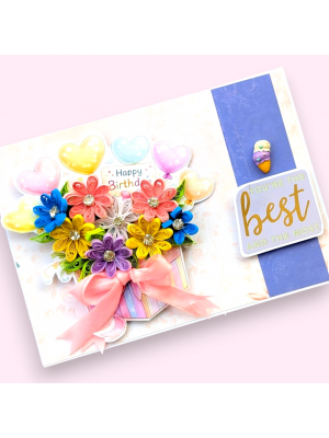 Quilled Flowers In Gift box Greeting Card