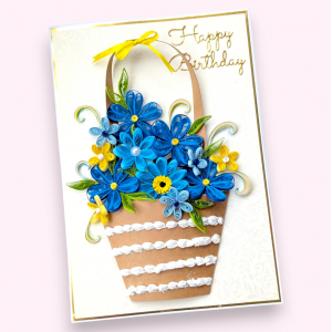 A4 size Blue Quilled Greeting Card A4 size Blue Quilled Greeting Card