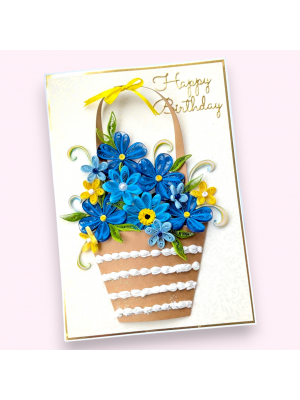 A4 size Blue Quilled Greeting Card