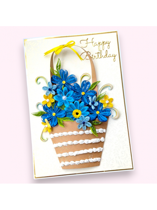 A4 size Blue Quilled Greeting Card
