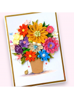 Multicolored Quilled flowers greeting cad