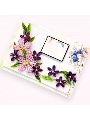 Multicolored Quilled flowers greeting cad